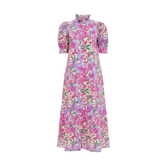 HYACINTH HOUSE Magenta Multi Floral Ruffle Collar Louisa Maxi Dress Size M NWT - Picture 9 of 9